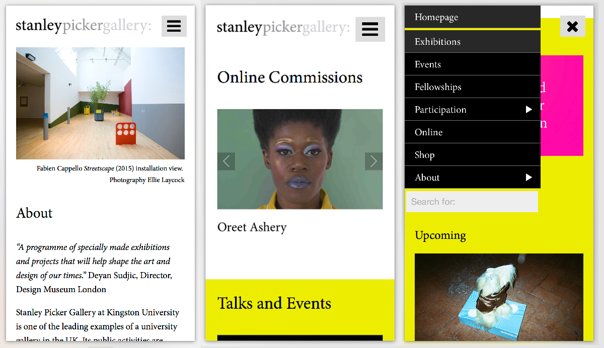 Stanley Picker Gallery website screenshot