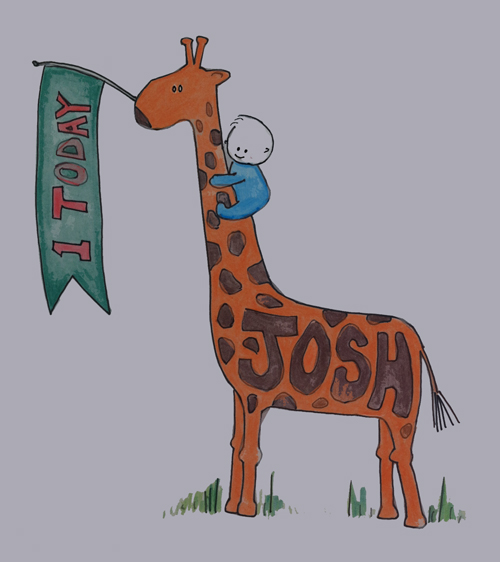 Boy on giraffe