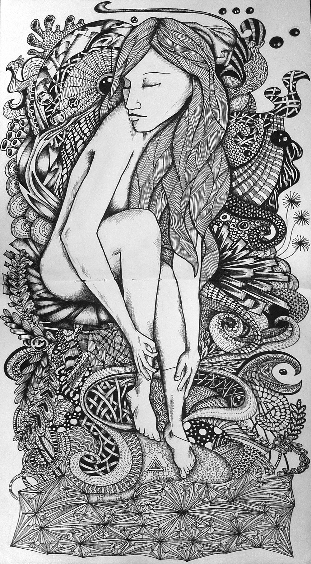 Black and white lady illustration