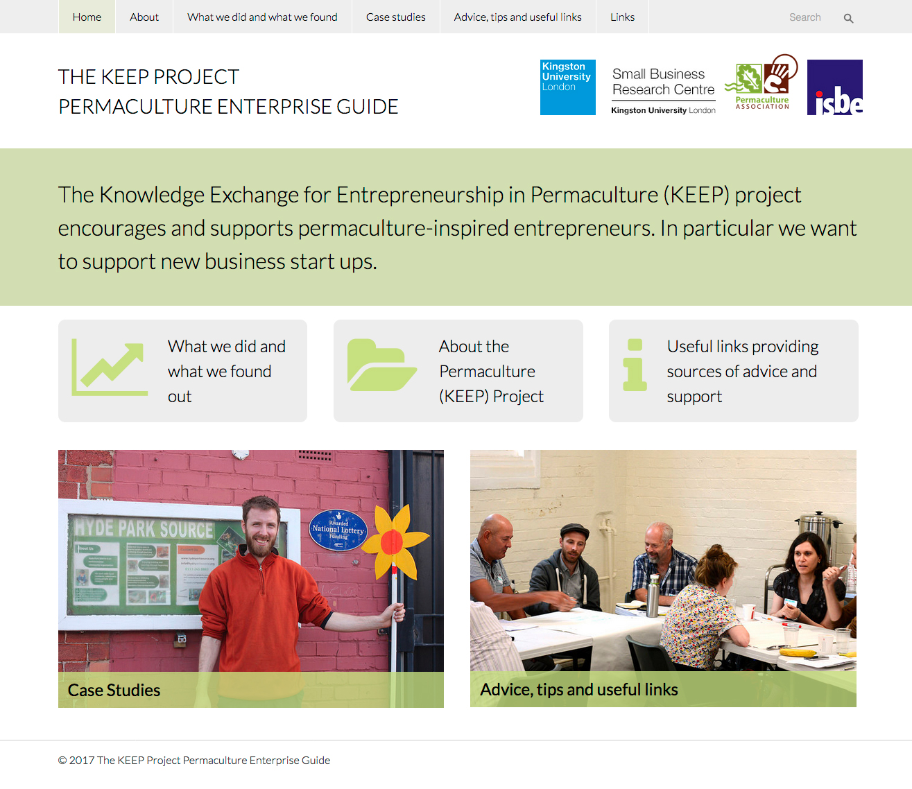 THE KEEP PROJECT Permaculture Enterprise Guide website screenshot