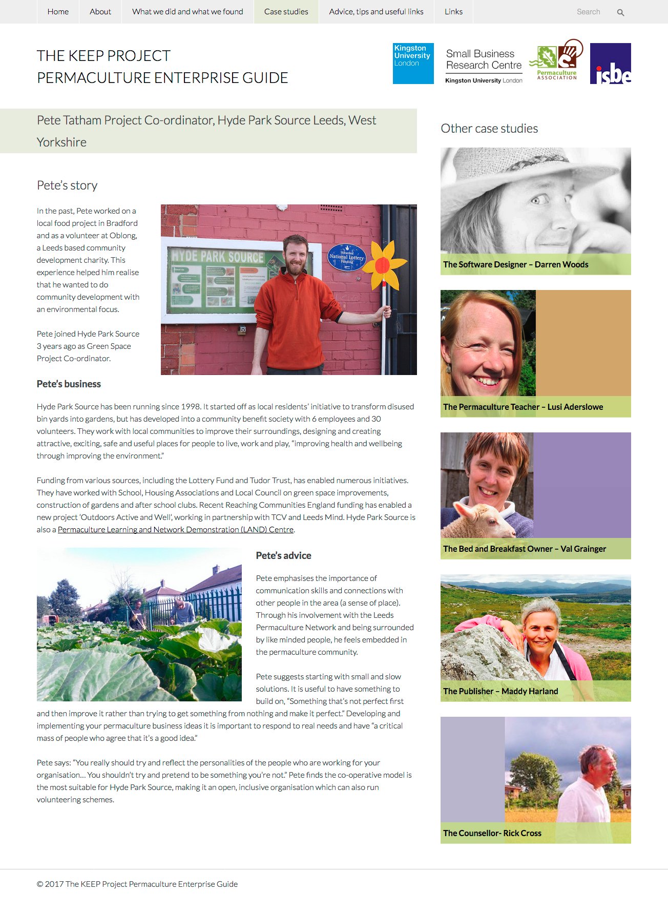 THE KEEP PROJECT Permaculture Enterprise Guide website screenshot