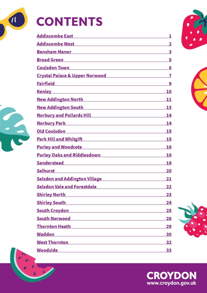 2022 Summer food and fun contents page